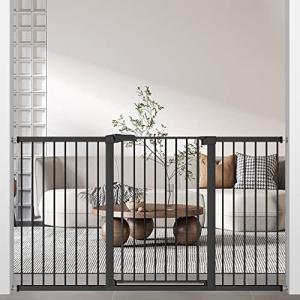 38.5" Extra Tall Dog Gate for The House - Long Large Pressure Mounted Baby Gates with Door for Stairs Doorways - Walk Through Indoor Toddler Puppy Pet Safety Gate 54.33"-57.09" Wide by Fairy Baby