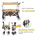 Creative Outdoors Pack and Push Ultra Compact Folding Stroller Wagon with Canopy for Camping, Beach, Park, Sporting Events, Sleek Compact Design, Brown/Tan from Creative Outdoor