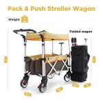 Creative Outdoors Pack and Push Ultra Compact Folding Stroller Wagon with Canopy for Camping, Beach, Park, Sporting Events, Sleek Compact Design, Brown/Tan from Creative Outdoor
