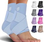Sleeve Stars Ankle Braces for Plantar Fasciitis Relief, Ankle Wrap & Ankle Support for Women & Men w/ Ankle Strap for Sprained Ankle & Heel Protectors Sleeve, Heel Brace for Heel Pain (Pair/Light Blue) by SS Sleeve Stars