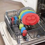 ezpz Mini Collection Set (Gray) - 100% Silicone Cup, Fork, Spoon & Mini Mat Suction Plate with Built-in Placemat for Infants + Toddlers - First Foods + Self-Feeding - 12 Months+ by 