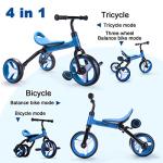 XIAPIA 4 in 1 Tricycle for Toddler Age 2-5, Folding Toddler Tricycle & Toddler Trike & Baby Balance Bike with Adjustable Seat and Detachable Pedal, Ideal Riding Toys Gift for Boys Girls by XIAPIA