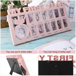 Newborn Baby Picture Frame My First Year Frame Baby Photo Frame 12 Month Baby Keepsake Frames Monthly Milestone Desktop Picture Frame for Photo Memories Baby 1st Birthday Mothers Day Gift (Pink) by 