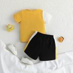 Sduydiosy Toddler Baby Boy Clothes Set Contrast Color Short Sleeve T Shirt with Casual Elastic Shorts Infant Summer Outfits (Yellow, 9-12 Months) by Sduydiosy