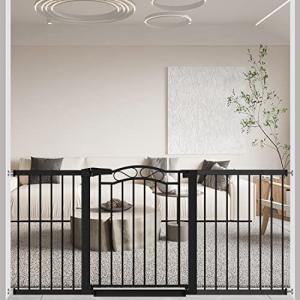 Extra Wide Baby Gate with Door Black-Large Walk Through Baby Gates for Stairs Pressure Mounted no Drill-Indoor Long Tension Metal Child Pet Safety Gate 68.11"-70.87" Wide by 