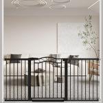 Extra Wide Baby Gate with Door Black-Large Walk Through Baby Gates for Stairs Pressure Mounted no Drill-Indoor Long Tension Metal Child Pet Safety Gate 68.11"-70.87" Wide by 