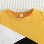 Sduydiosy Toddler Baby Boy Clothes Set Contrast Color Short Sleeve T Shirt with Casual Elastic Shorts Infant Summer Outfits (Yellow, 9-12 Months) by Sduydiosy