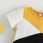 Sduydiosy Toddler Baby Boy Clothes Set Contrast Color Short Sleeve T Shirt with Casual Elastic Shorts Infant Summer Outfits (Yellow, 9-12 Months) by Sduydiosy