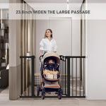 Extra Wide Baby Gate with Door Black-Large Walk Through Baby Gates for Stairs Pressure Mounted no Drill-Indoor Long Tension Metal Child Pet Safety Gate 68.11"-70.87" Wide by 