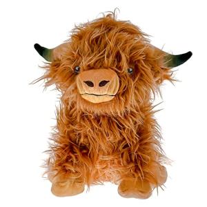 GARKALY 12 Inch Highland Cow Stuffed Animal,Scottish Fluffy Cow Plush,Cute Realistic Soft Cow Stuffed Animal Farm Decor Birthday Gift Toy for Adults Kids (Brown) by GARKALY