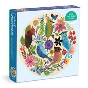 Circle of Avian Friends 1000 Piece Round Puzzle from Galison - Challenging Puzzle with Stunning Art of Birds and Flowers by Geninne Zlatkis, Thick and Sturdy Pieces, Makes a Great Gift! by Galison
