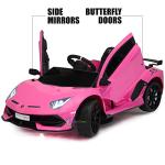 Ride On Car for Girl â Americas Toys 12V Powered Ride On Toys with Remote Control â Licensed Electric Kids Car with Butterfly Doors, Spoiler, Leather Seat, MP3 Music Compatible with Lamborghini Pink by Jiaxing Baby Car Co., Ltd.