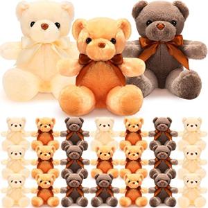 24 Pcs Bear Stuffed Animal Bulk 12 Inches Plush Soft Cute Small Bear Kids Sleeping Playing Dolls Toys for Christmas Baby Shower Valentine's Day Birthday Girlfriend Gifts (Brown, Light Brown and Beige) from HyDren