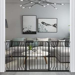 WAOWAO Baby Gate Extra Wide Pressure Mounted Walk Through Swing Auto Close Safety Black MetalDog Pet Puppy Cat for Stairs,Doorways,Kitchen 24.02-76.38 inch (66.93-71.65"/170-182cm) by WAOWAO