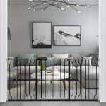 WAOWAO Baby Gate Extra Wide Pressure Mounted Walk Through Swing Auto Close Safety Black MetalDog Pet Puppy Cat for Stairs,Doorways,Kitchen 24.02-76.38 inch (66.93-71.65"/170-182cm) by WAOWAO