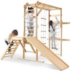 Avenlur Grove 9-in-1 Indoor Jungle Gym Playground: Montessori Waldorf Style Wood PlaySet for Kids, and Toddlers Features Monkey Bars, Rope Wall Net, Ladder, Climber, Slide, Ring Set. Ages 2-11yrs from Avenlur