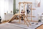 Avenlur Grove 9-in-1 Indoor Jungle Gym Playground: Montessori Waldorf Style Wood PlaySet for Kids, and Toddlers Features Monkey Bars, Rope Wall Net, Ladder, Climber, Slide, Ring Set. Ages 2-11yrs from Avenlur