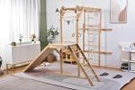 Avenlur Grove 9-in-1 Indoor Jungle Gym Playground: Montessori Waldorf Style Wood PlaySet for Kids, and Toddlers Features Monkey Bars, Rope Wall Net, Ladder, Climber, Slide, Ring Set. Ages 2-11yrs from Avenlur