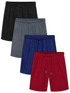 Resinta 4 Packs Toddler Boy Mesh Shorts with Pockets Quick Dry Boys Athletic Performance Basketball Shorts with Drawstring by Resinta