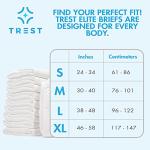 TREST Elite Briefs for Men and Women, Overnight Diapers for Incontinence, Elite Absorbency, Comfortable, Odor Neutralizing and Secure Fit with 2 Wide Tabs - White, Medium (Pack of 10) from TREST