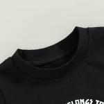 Toddler Baby Boy Summer Clothes Color Block Short Sleeve T-Shirt Letter Tops Solid Color Shorts Sets 2Pcs Cute Outfits (B-Black, 12-18 Months) by Fepege