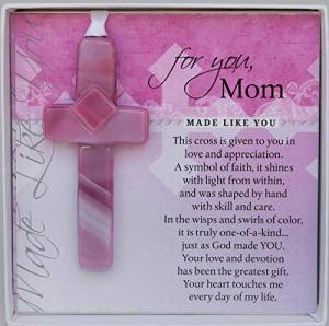 Handmade Glass Cross for Mother with Poem- Unique Gift for Mom on Christmas, Mother's Day, Birthday by The Grandparent Gift Co.