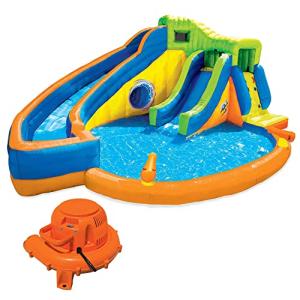 Banzai Pipeline Twist Kids Inflatable Outdoor Backyard Waterpark Activity Pool Play Center with Slides, Climbing Wall, Water Cannons, and Clubhouse by Banzai