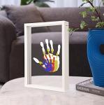 Family Handprint Kit, DIY Craft Keepsake Wooden Frame, Endless Gift Set, Non-Toxic Paints, Transparent Sheets (White) from CHEERY CHEERS