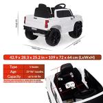 Americas Toys Kids Ride On Truck â 12V Ride-On with Remote Control â Pick-up Electric Truck Vehicle with 4 Wheels Suspension, Open Doors, Seat Belt, MP3 Music, Trunk Compatible with Chevrolet White by Chuzhou Bettyma Baby Carrier Co., LTD.