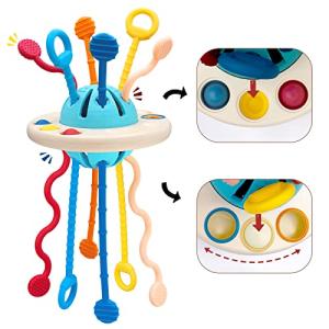 Hifunwu Baby Toys Montessori Toys for 18M+, Food Grade UFO Silicone Pull Toy Sensory Toys for Baby 6-12 Months, Travel Toys Fine Motor Skills Toys for Baby from Hiwu