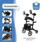 So Lite Glide Backsaver Rollator Walker - Upright Walkers for Seniors with Seat and Armrest - Stand Up Rolling Walker (Black) from Journey Health & Lifestyle