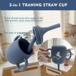 Soft Silicone Baby Feeding Set With Pattern, Baby Led Weaning Supplies with Adjustable Bib, Suction Bowl, Suction Divided Plate, Straw Cup, First Stage Spoon & Fork from Binsuca