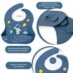 Soft Silicone Baby Feeding Set With Pattern, Baby Led Weaning Supplies with Adjustable Bib, Suction Bowl, Suction Divided Plate, Straw Cup, First Stage Spoon & Fork from Binsuca