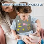 Soft Silicone Baby Feeding Set With Pattern, Baby Led Weaning Supplies with Adjustable Bib, Suction Bowl, Suction Divided Plate, Straw Cup, First Stage Spoon & Fork from Binsuca