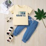 Pudcoco Toddler Baby Boys Birthday Outfit Two Groovy T-shirt and Long Pants Set Summer 2 Years Old Birthday Clothes 18-24 Months from 