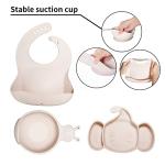 Silicone Baby Feeding Set with Baby Plate,Bowl,Bibs,Spoon and Fork,Baby Plate and Bowl with Suction,First Stage Self Feeding,BPA Free from kelabe