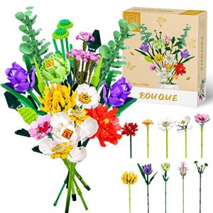Lucky Doug Flower Bouquet Building Kit - 836 Pcs DIY STEM Flower Building Toys Set, 17 Packs Building Block Flowers for 6+ 6-12 8-12 Kids Girls Adults Botanical Collection Decorative Home Accessories from MOKE