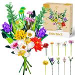 Lucky Doug Flower Bouquet Building Kit - 836 Pcs DIY STEM Flower Building Toys Set, 17 Packs Building Block Flowers for 6+ 6-12 8-12 Kids Girls Adults Botanical Collection Decorative Home Accessories from MOKE