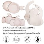 Silicone Baby Feeding Set with Baby Plate,Bowl,Bibs,Spoon and Fork,Baby Plate and Bowl with Suction,First Stage Self Feeding,BPA Free from kelabe