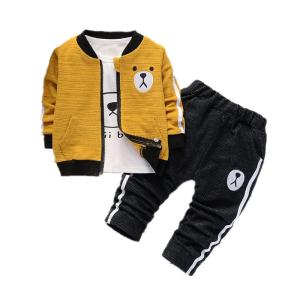 YIKIURL Baby Boys 3pcs Clothing Suit Long-Sleeve T-Shirt + Jacket + Pants Newborn Casual Sports Clothes (Yellow, 12M) by 