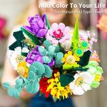Lucky Doug Flower Bouquet Building Kit - 836 Pcs DIY STEM Flower Building Toys Set, 17 Packs Building Block Flowers for 6+ 6-12 8-12 Kids Girls Adults Botanical Collection Decorative Home Accessories from MOKE
