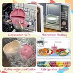 Silicone Baby Feeding Set, Baby Led Weaning Supplies, Toddler Plates and Bowls Set with Suction, Includes Baby Plates,Bowls,Bibs, Cups,Spoons and Forks for Self Feeding(2 Sets Beige & Pink) by SINBDLAI