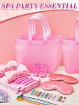 Xuhal 10 Sets Spa Party Favors for Girls Multiple Spa Party Supplies Kids Satin Robes Sleepover Party Supplies with Gift Bags for Girl Kids Birthday Party Supplies Gifts Total 92pcs (Pink, 10) by Xuhal