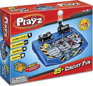 Playz Electrical Circuit Board Engineering Kit for Kids with 25+ STEM Projects Teaching Electricity, Voltage, Currents, Resistance, & Magnetic Science | Gift for Children Age 8, 9, 10, 11, 12, 13+ by Playz