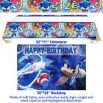 Sonic Birthday Party Supplies, Sonic Party Decorations Include Backdrop, Banner, Tablecloth, Cake Toppers, Napkins, Plates, Forks, Spoons, Balloons for Sonic Party Supplies Birthday from Jloasp