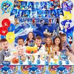 Sonic Birthday Party Supplies, Sonic Party Decorations Include Backdrop, Banner, Tablecloth, Cake Toppers, Napkins, Plates, Forks, Spoons, Balloons for Sonic Party Supplies Birthday from Jloasp