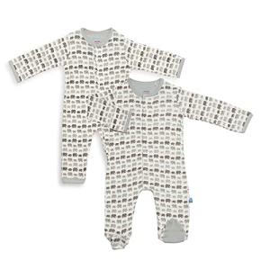 Magnetic Me SIMPLY Unisex One-Piece Footie Pajamas and Coverall Set 100% Organic Cotton Baby Clothing with Quick Magnetic Fastener Gray Dancing Elephants 3-6 Months from AMA34U36-3-6M
