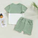 Toddler Baby Boy Clothes Summer Outfits Print Short Sleeve T-Shirt Tops Drawstring Shorts Set 2Pcs Casual Outfit (Green, 12-18 Months) by Fepege