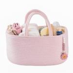 Baby Diaper Caddy Organizer for Girl Boy Rope Nursery Storage Bin Basket Portable Holder Tote Bag for Changing Table Car Travel Baby Shower Gifts Newborn Essentials Registry Must Have Items Pink by XUANGUO