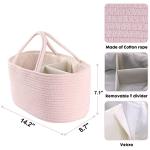 Baby Diaper Caddy Organizer for Girl Boy Rope Nursery Storage Bin Basket Portable Holder Tote Bag for Changing Table Car Travel Baby Shower Gifts Newborn Essentials Registry Must Have Items Pink by XUANGUO